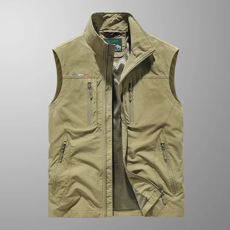 Gilet sans manches multipoches zippé