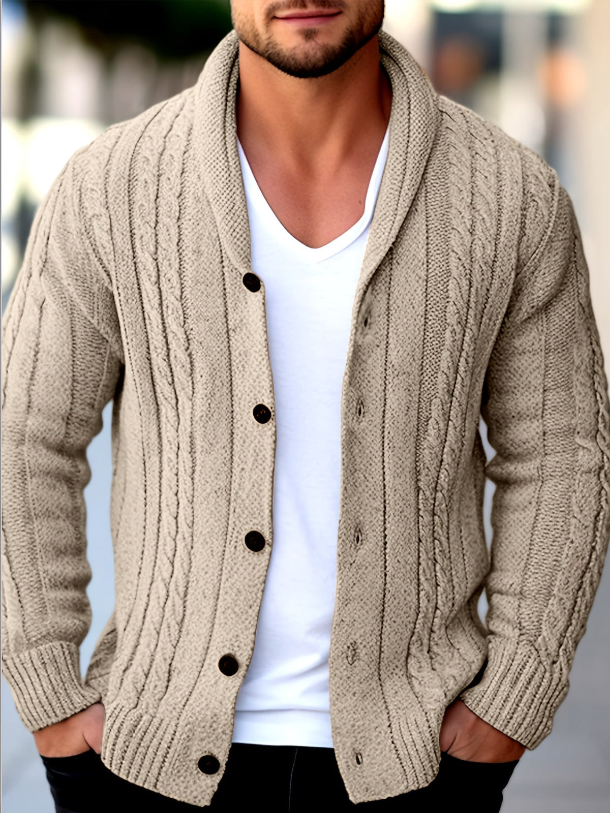 Cardigan boutonné en maille texturée