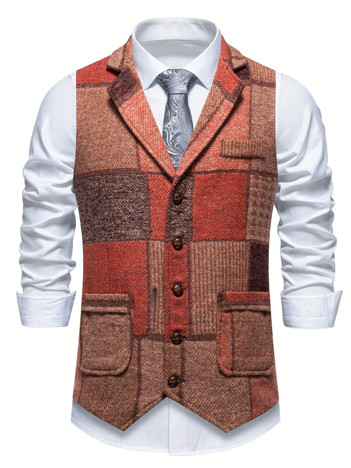 Gilet de costume aspect tweed boutonné