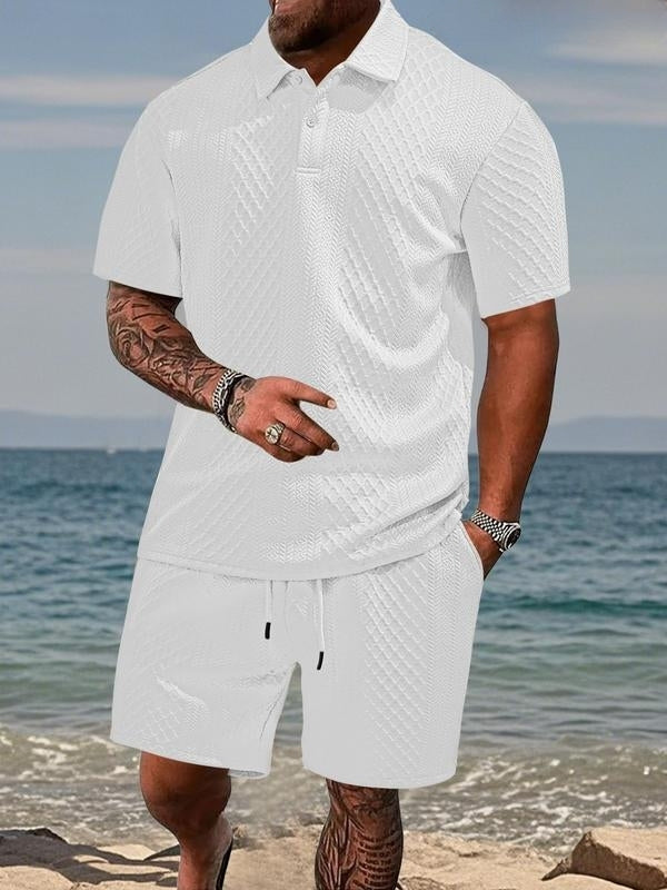 Ensemble polo et short en maille texturée
