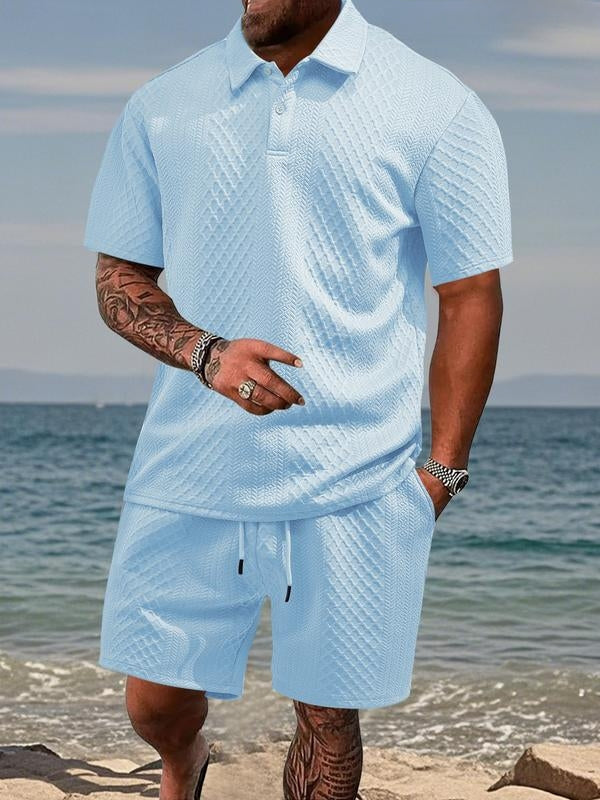 Ensemble polo et short en maille texturée