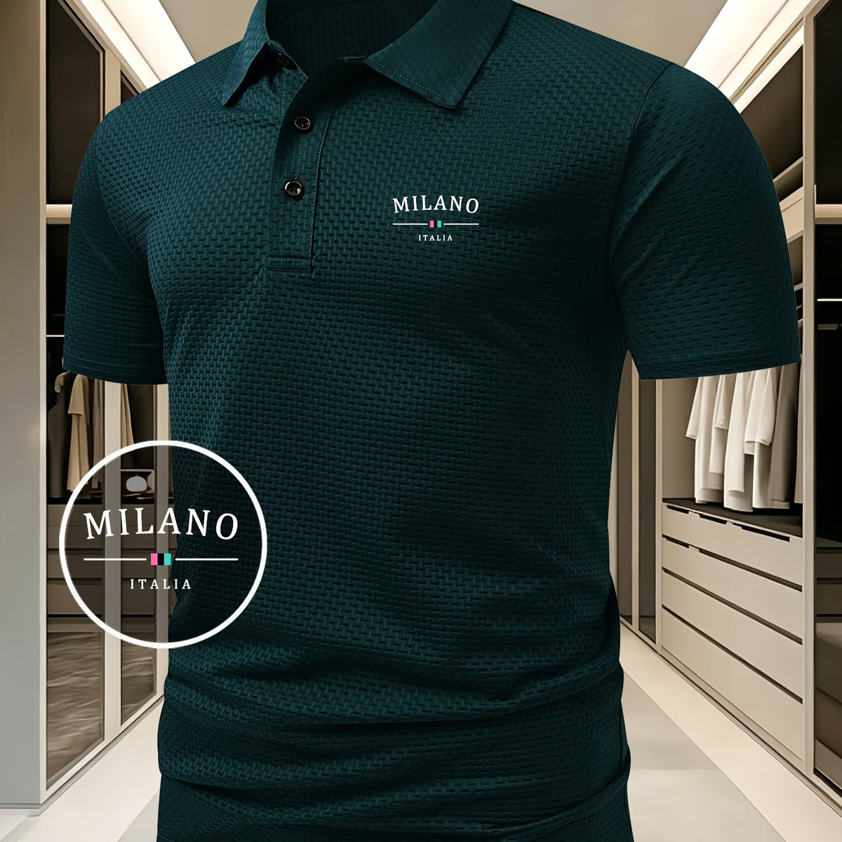Polo en maille à motif géométrique