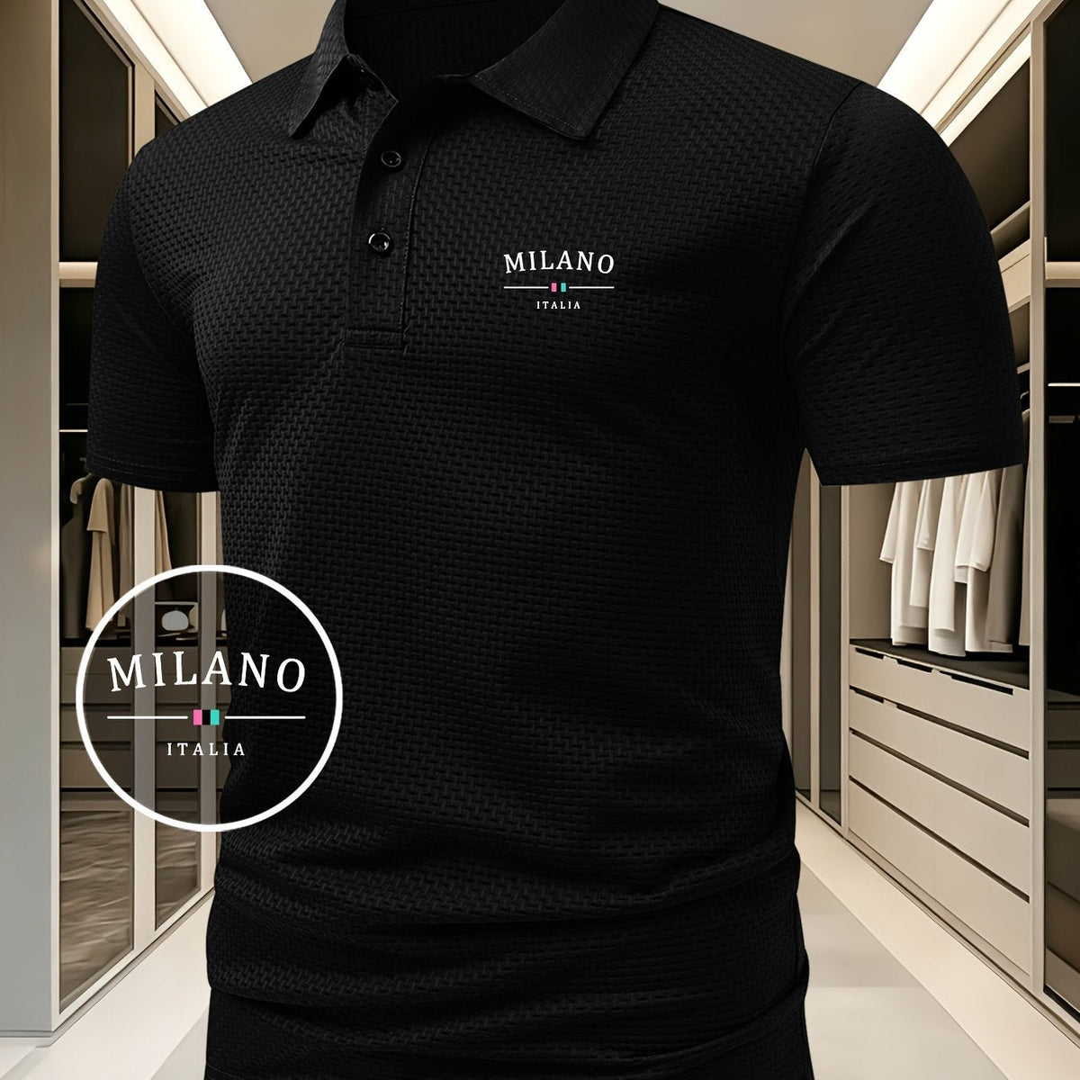 Polo en maille à motif géométrique