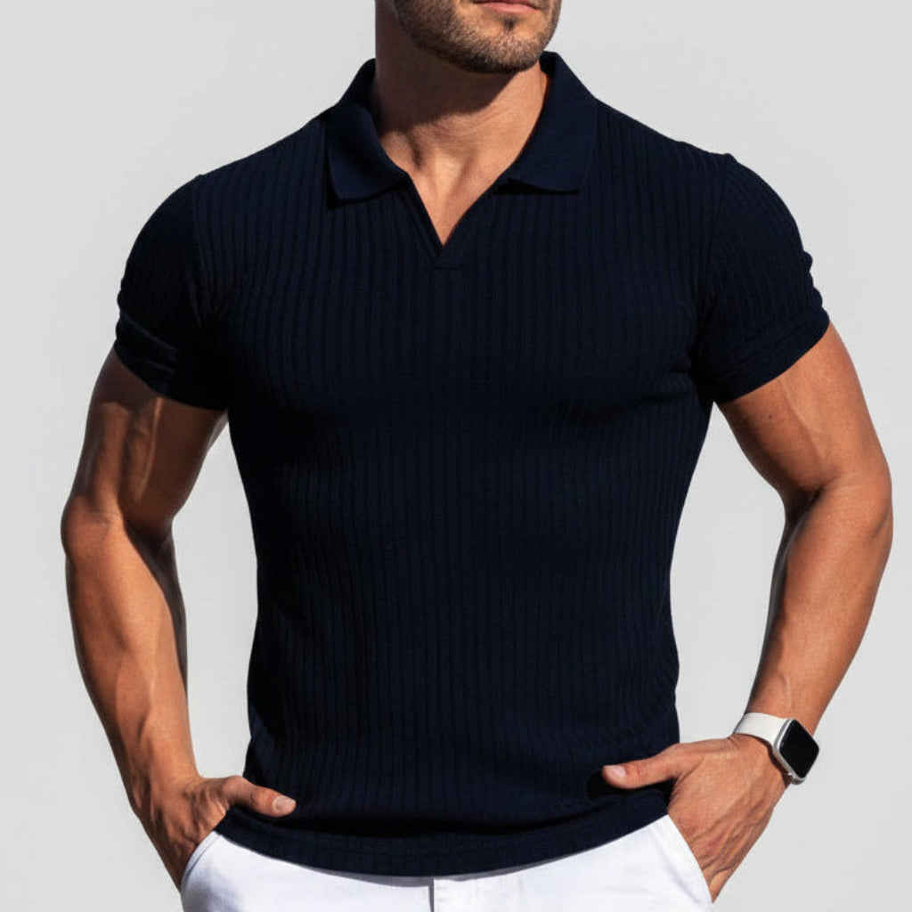 Polo texturé uni à manches courtes