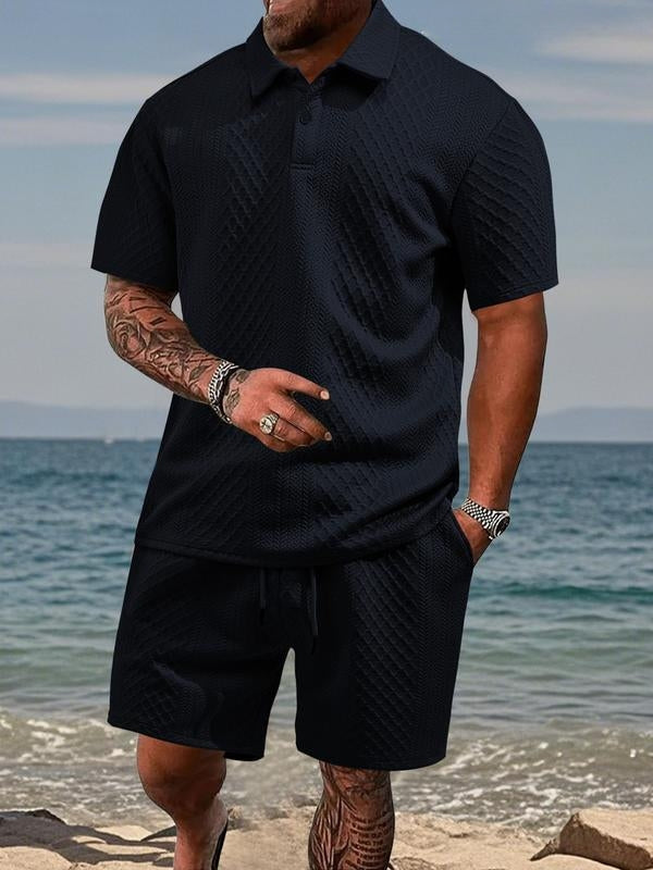 Ensemble polo et short en maille texturée
