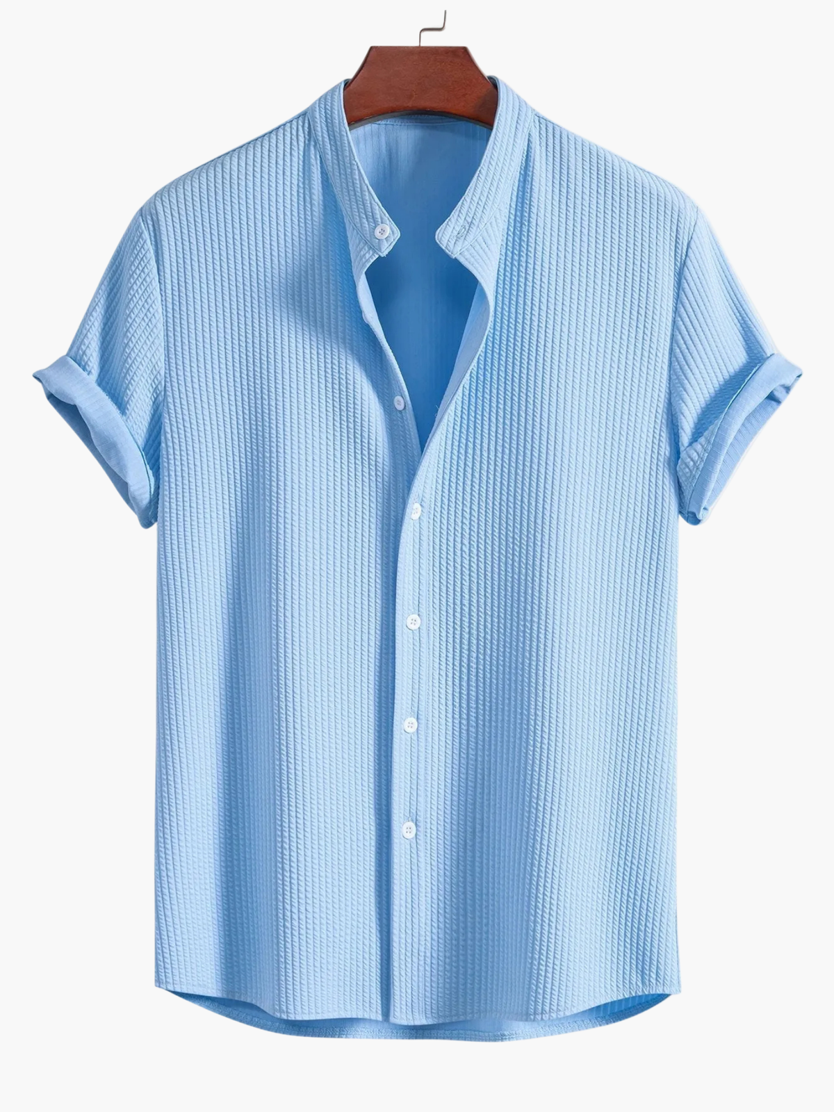 Ensemble chemise col mao manches courtes retroussées et pantalon à cordon homme – Penmarc'h