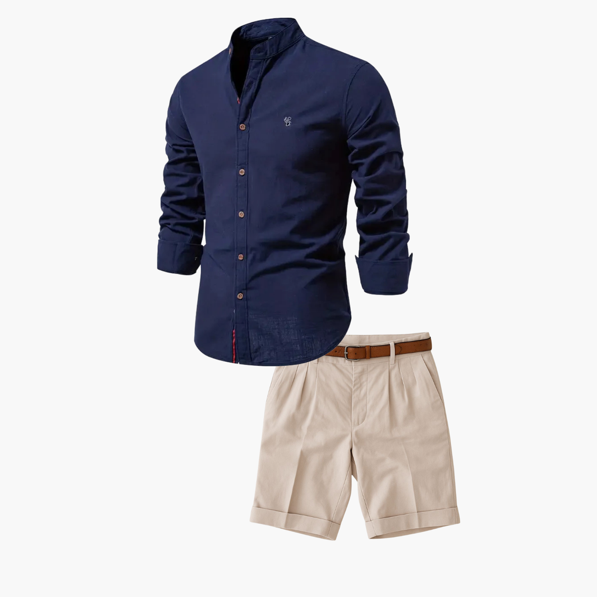 Ensemble chemise col mao et short au style intemporel homme – Bréa