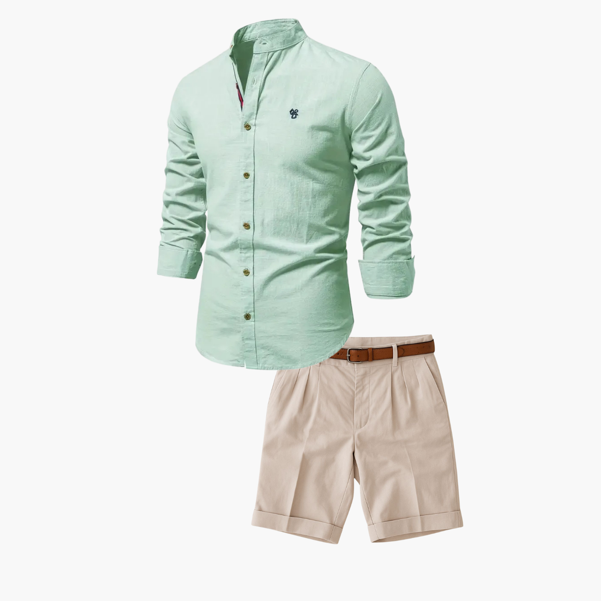 Ensemble chemise col mao et short au style intemporel homme – Bréa