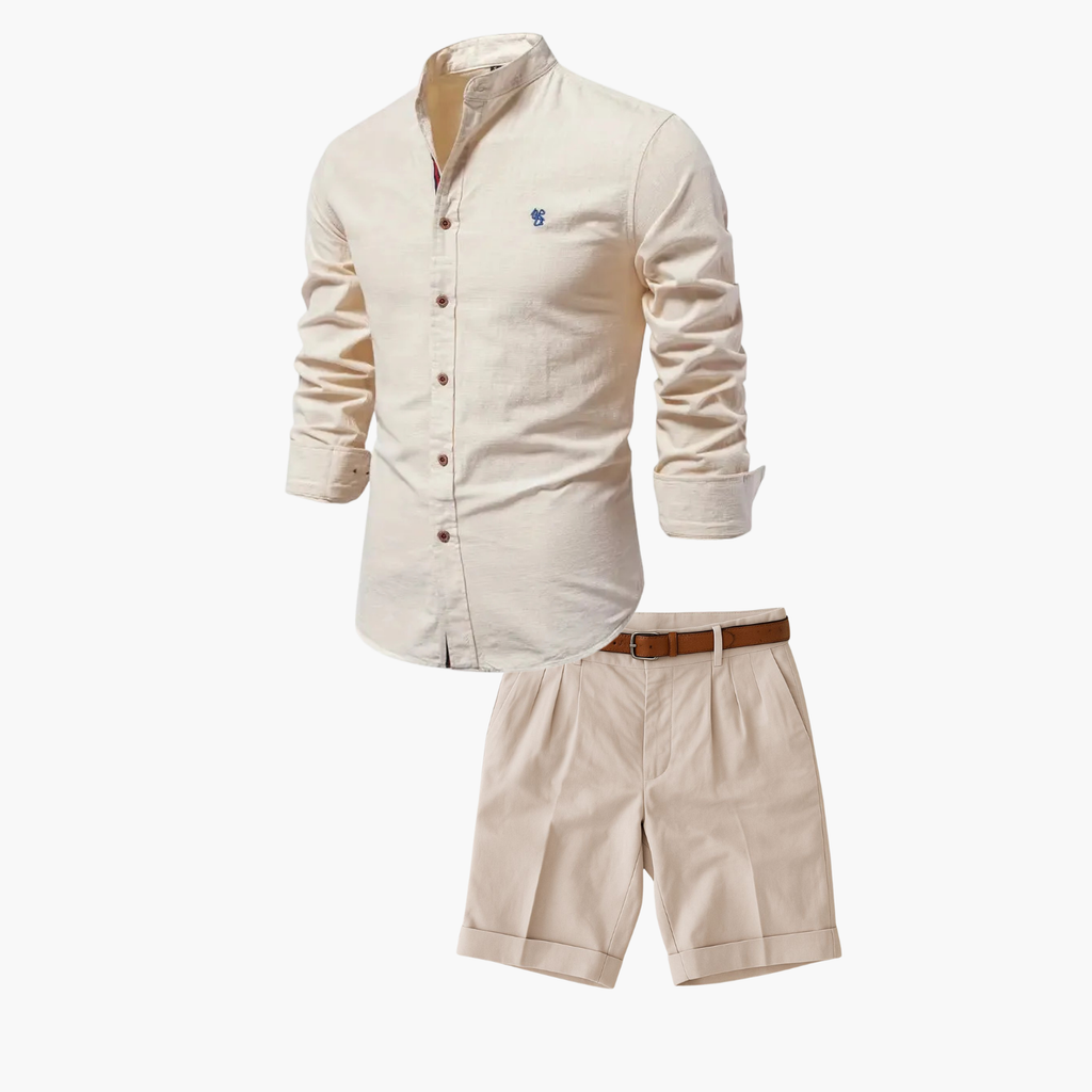 Ensemble chemise col mao et short au style intemporel homme – Bréa