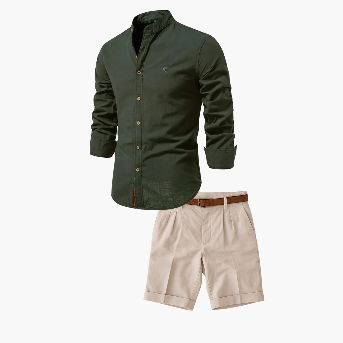 Ensemble chemise col mao et short au style intemporel homme – Bréa