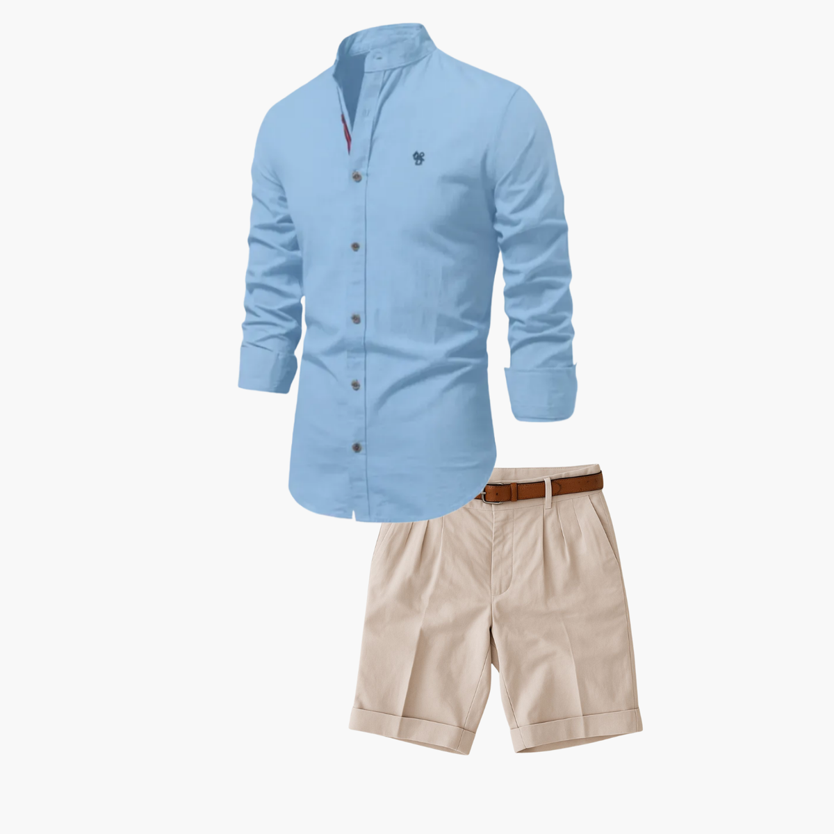 Ensemble chemise col mao et short au style intemporel homme – Bréa