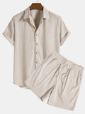 Ensemble texturé chemise boutonnée manches courtes et short à cordon homme – Flers