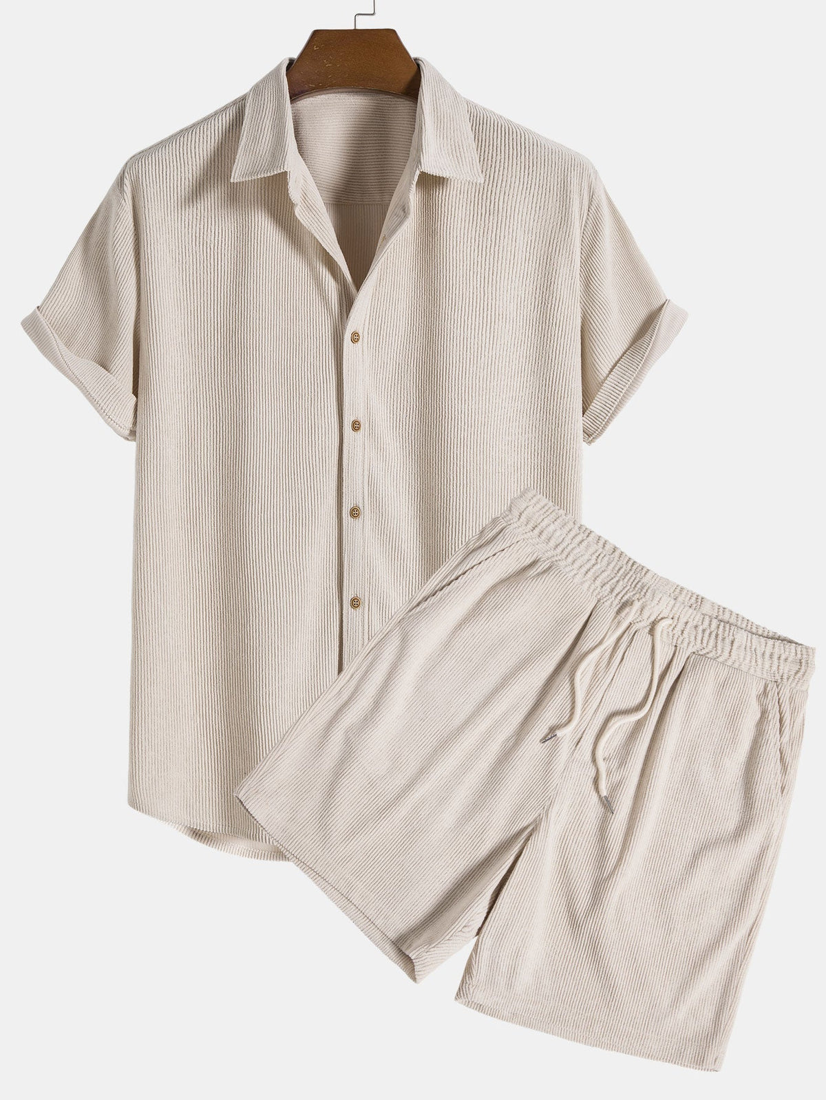 Ensemble texturé chemise boutonnée manches courtes et short à cordon homme – Flers