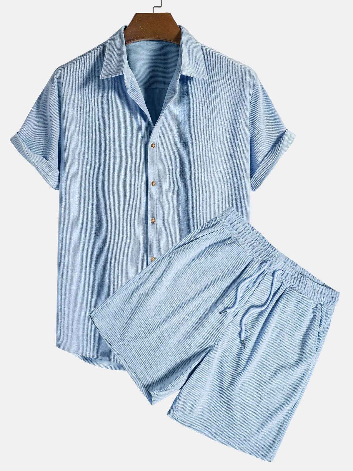 Ensemble texturé chemise boutonnée manches courtes et short à cordon homme – Flers