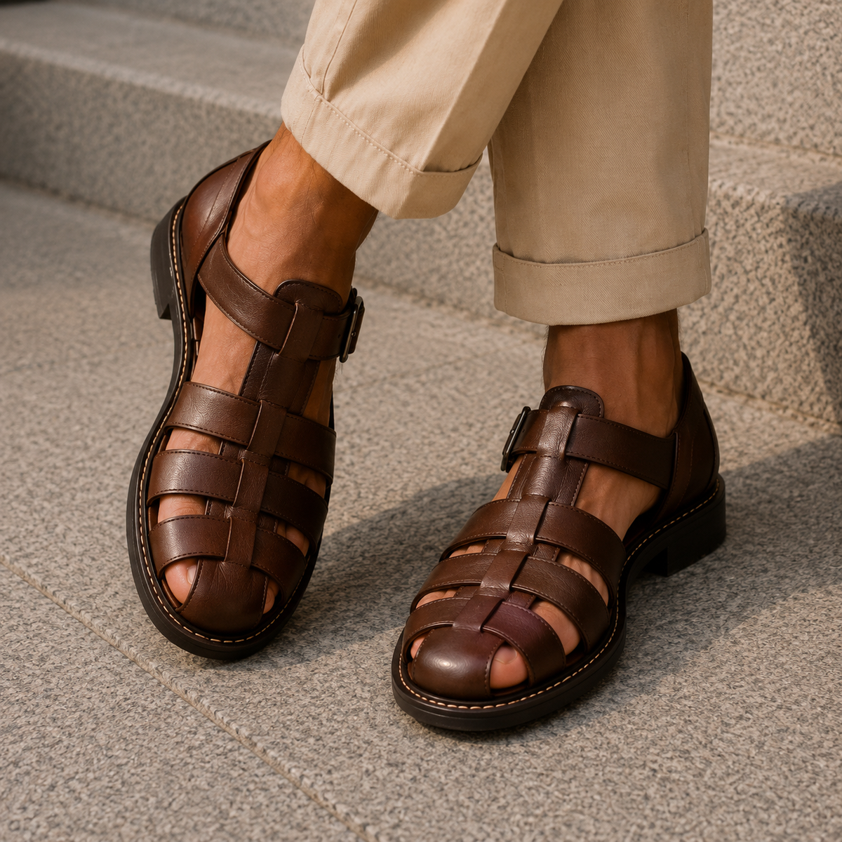 Sandales pêcheur à bout fermé en cuir style classique homme – Arsenal