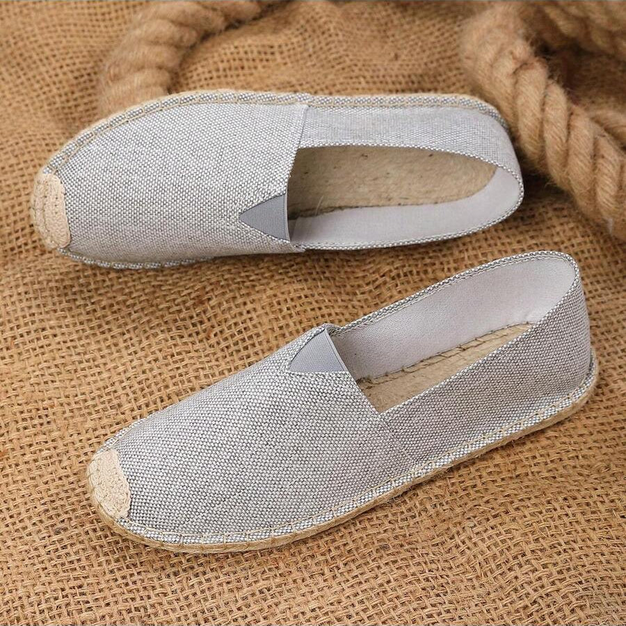 Espadrilles sans lacets toile ouverture en V semelle tressée homme – Mesves