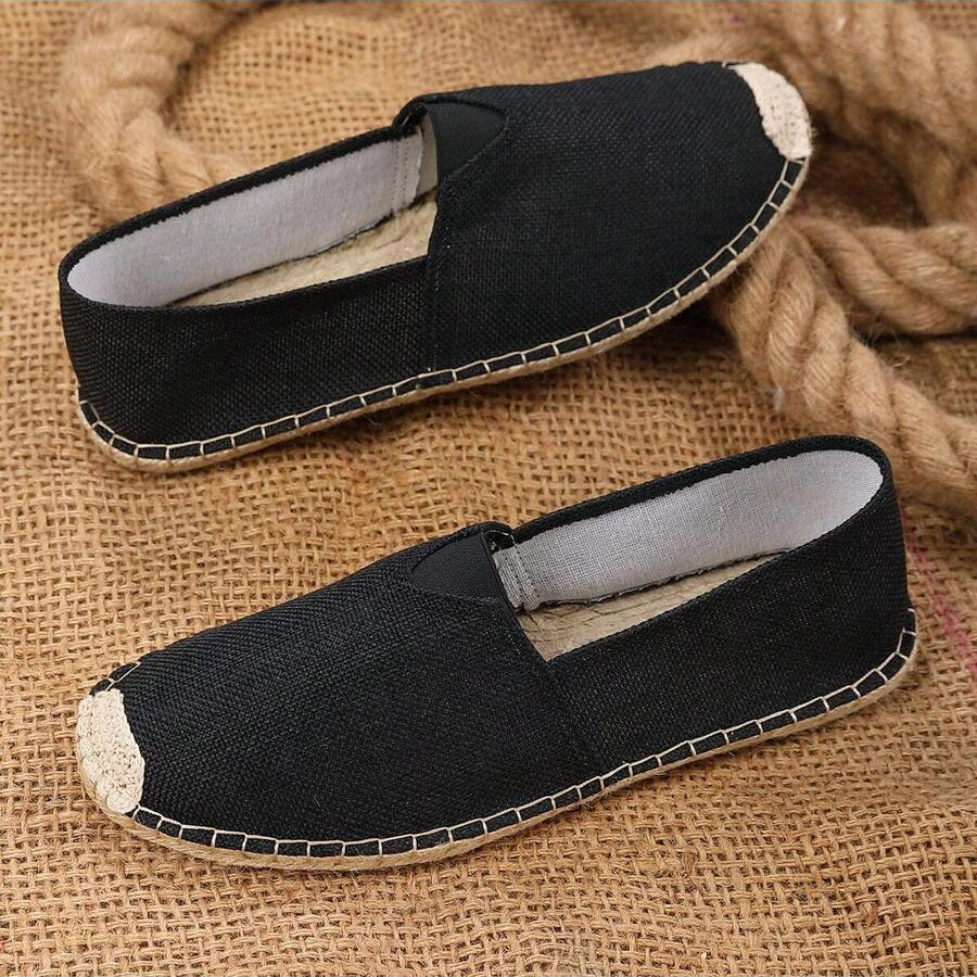 Espadrilles sans lacets toile ouverture en V semelle tressée homme – Mesves