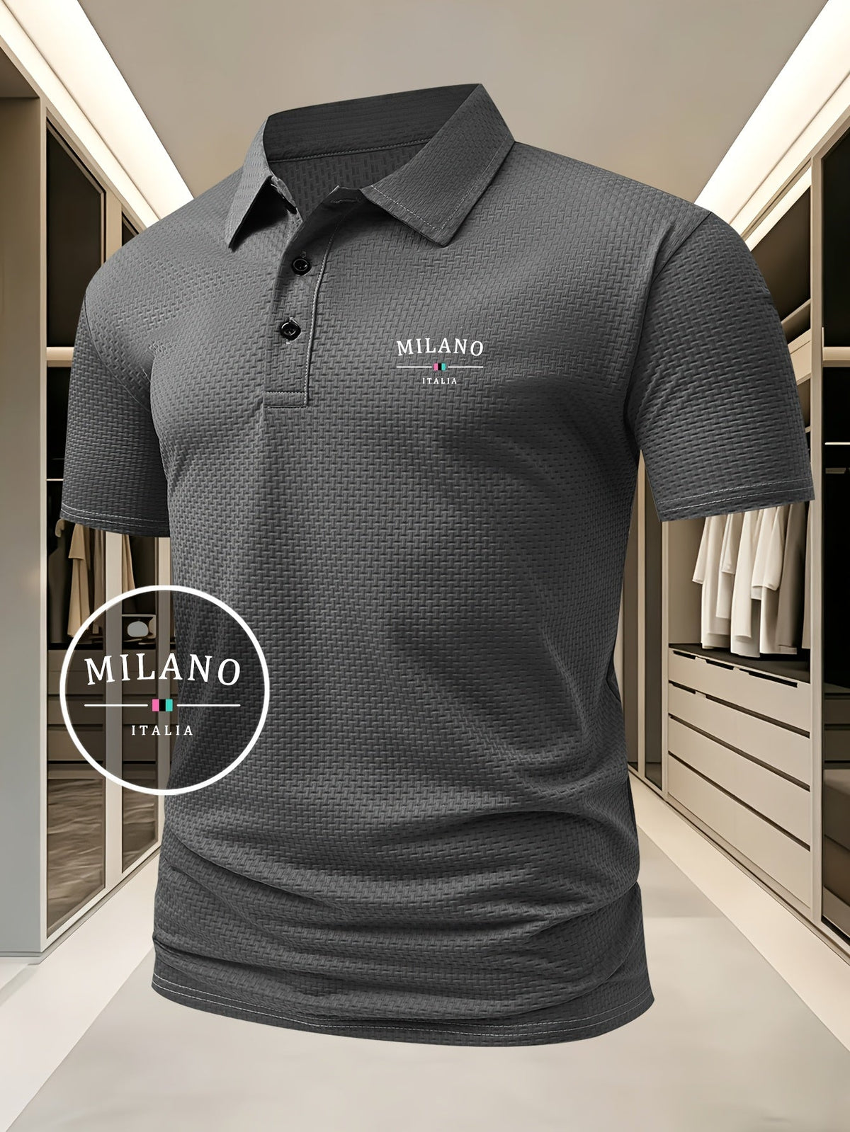 Polo en maille à motif géométrique