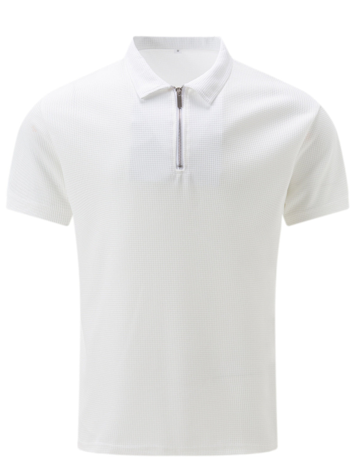 Polo zippé manches courtes maille texturée