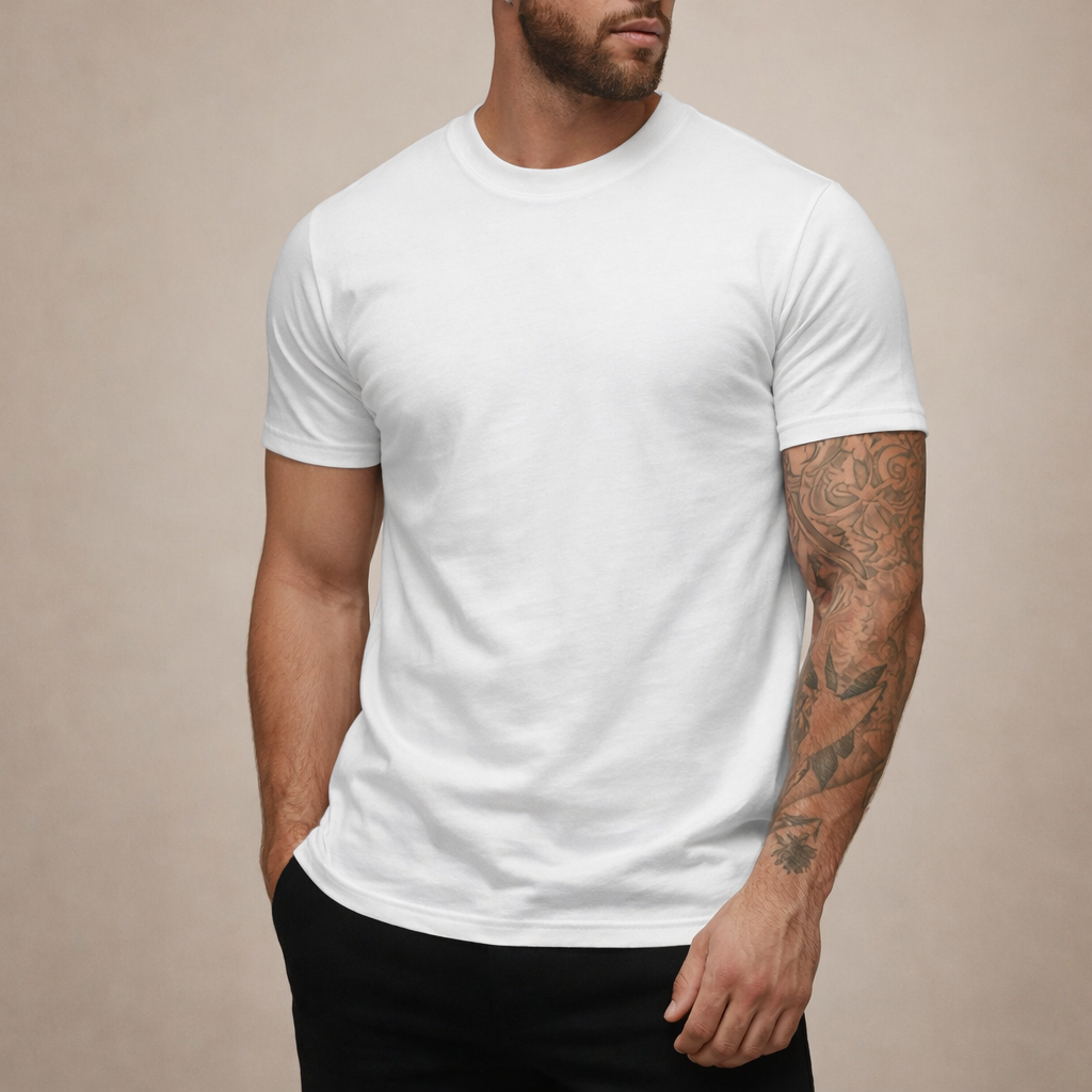 T-shirt en coton col rond coupe slim essentiel minimaliste homme – Sanguinet