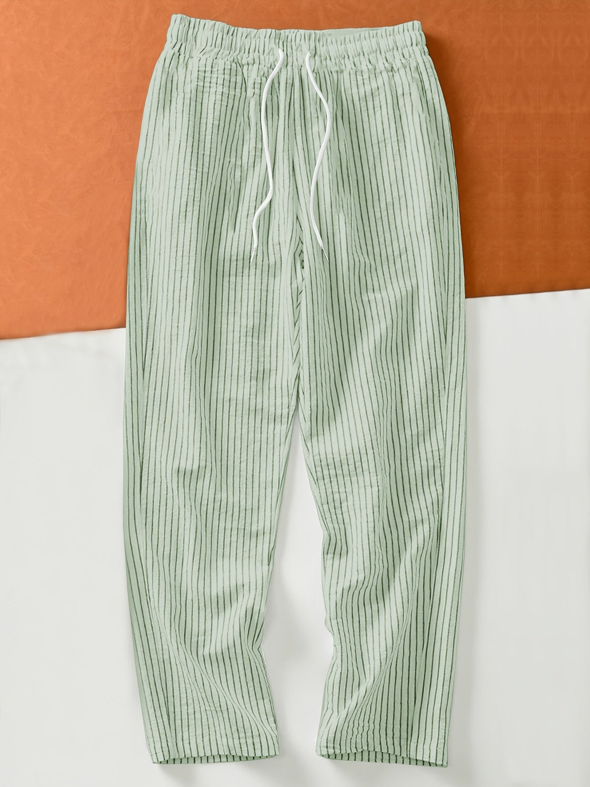 Pantalon ample à rayures cordon de serrage