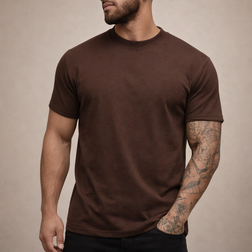 T-shirt en coton col rond coupe slim essentiel minimaliste homme – Sanguinet