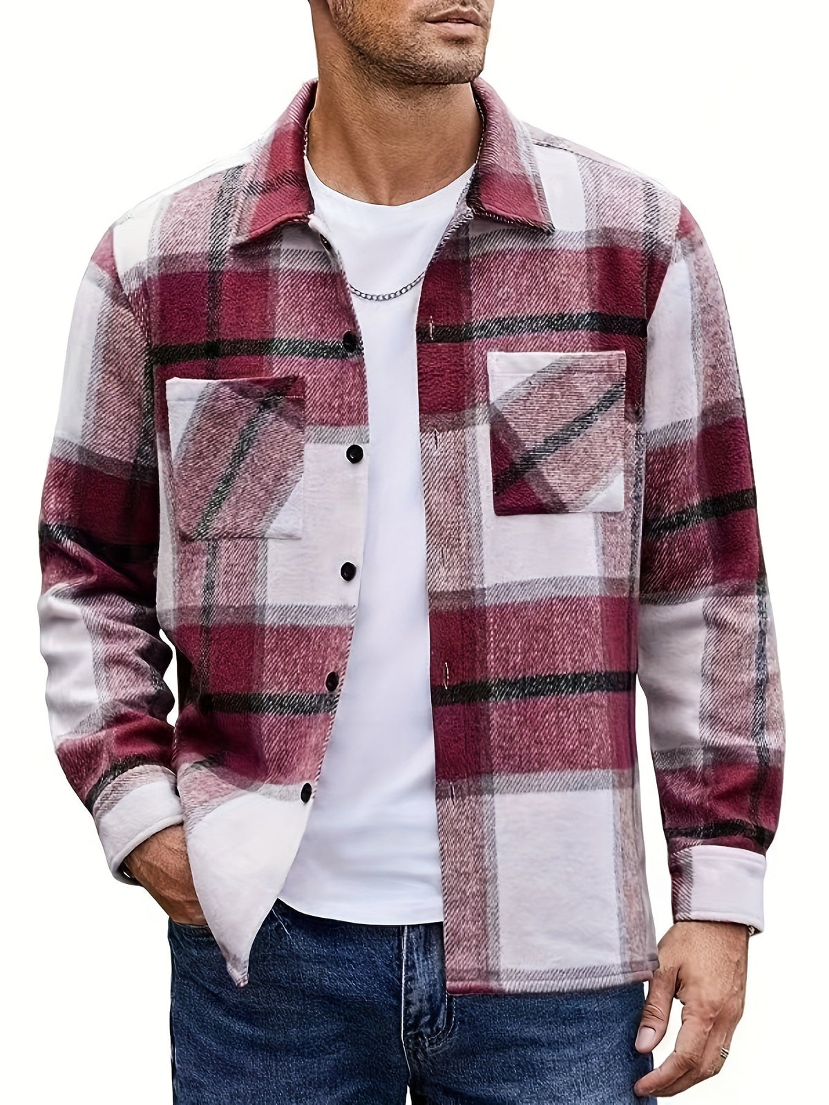 Chemise à carreaux à poches poitrine