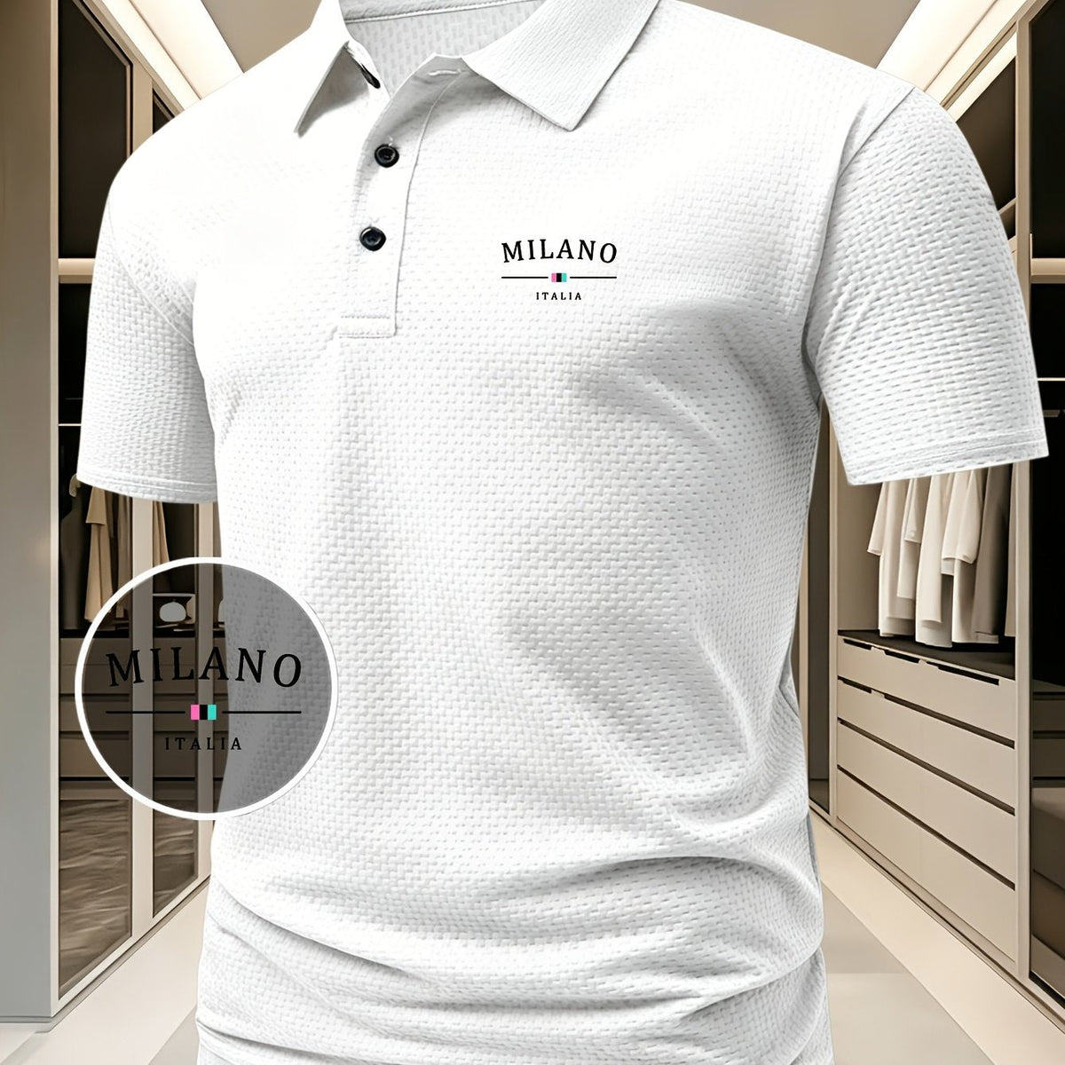 Polo en maille à motif géométrique