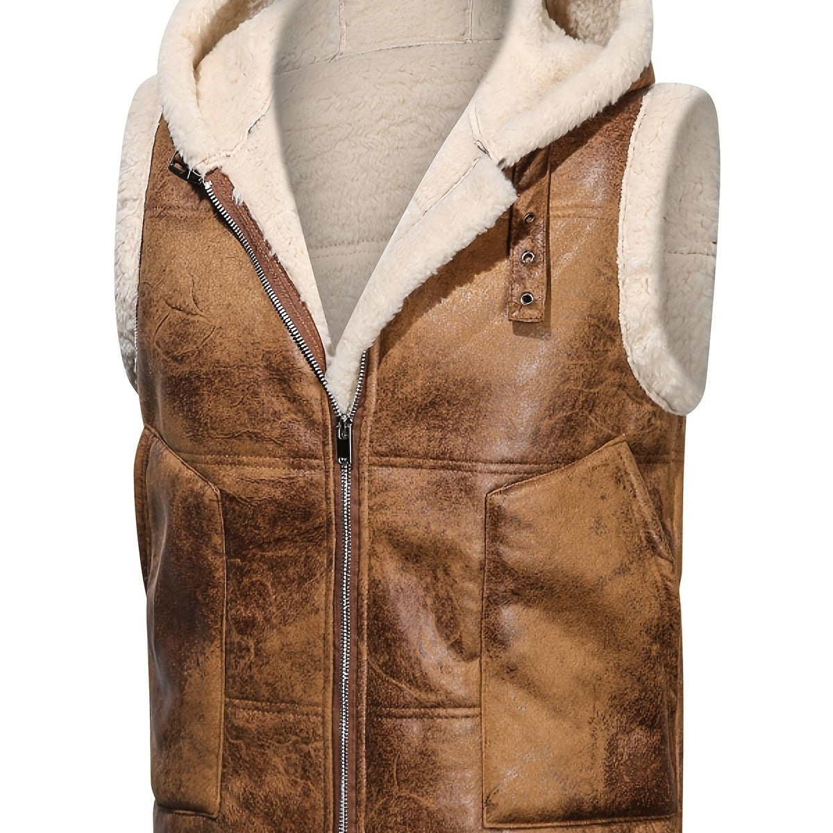 Gilet sans manches à capuche zippé