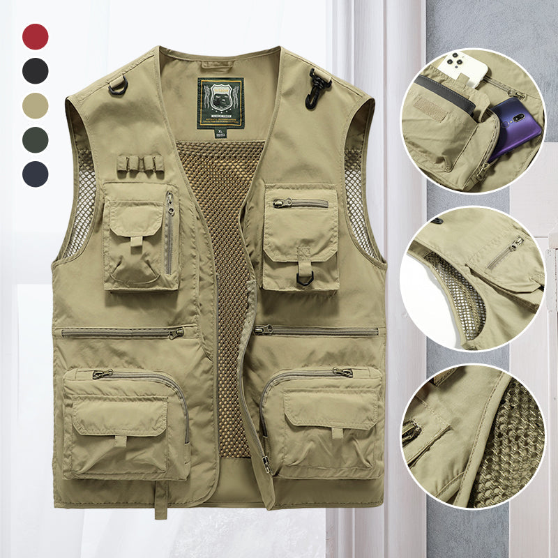 Gilet sans manches multipoches utilitaire léger allure sobre homme – Bué
