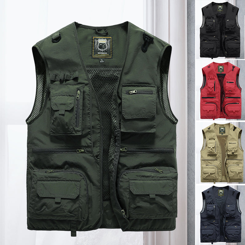 Gilet sans manches multipoches utilitaire léger allure sobre homme – Bué
