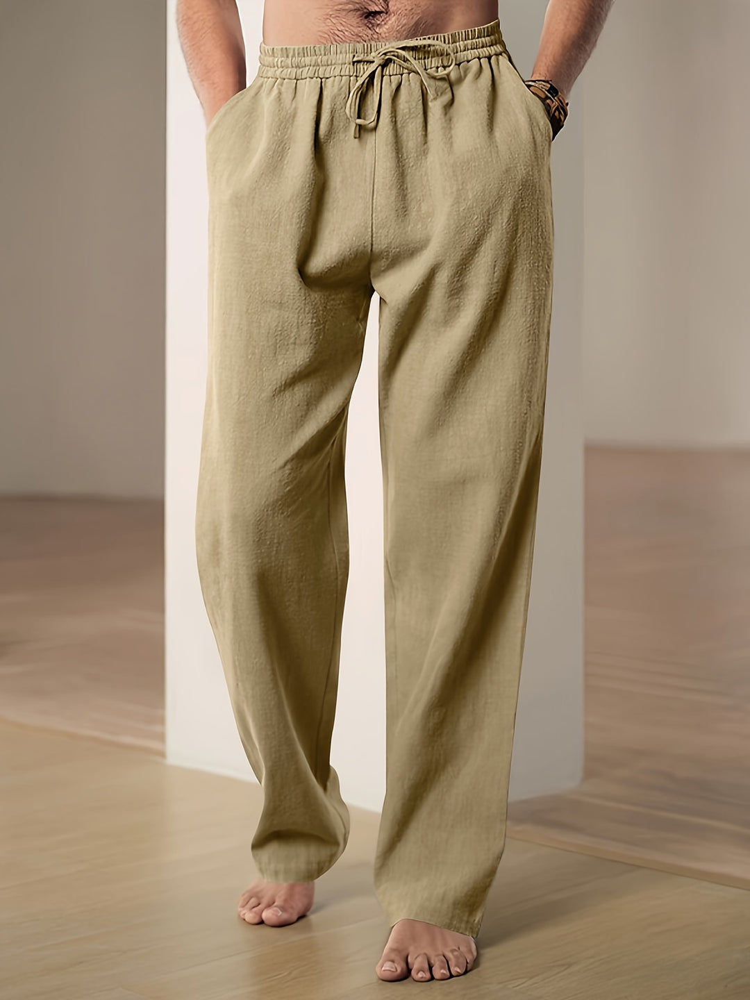 Pantalon en lin léger coupe droite au chic discret homme – Cogolin