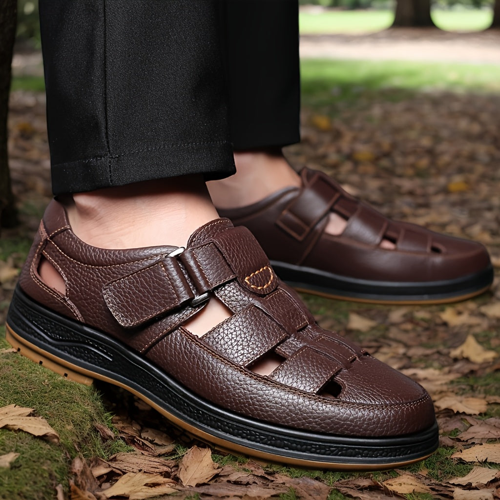 Sandales en cuir bout fermé aérées été allure sobre homme – Chaumont