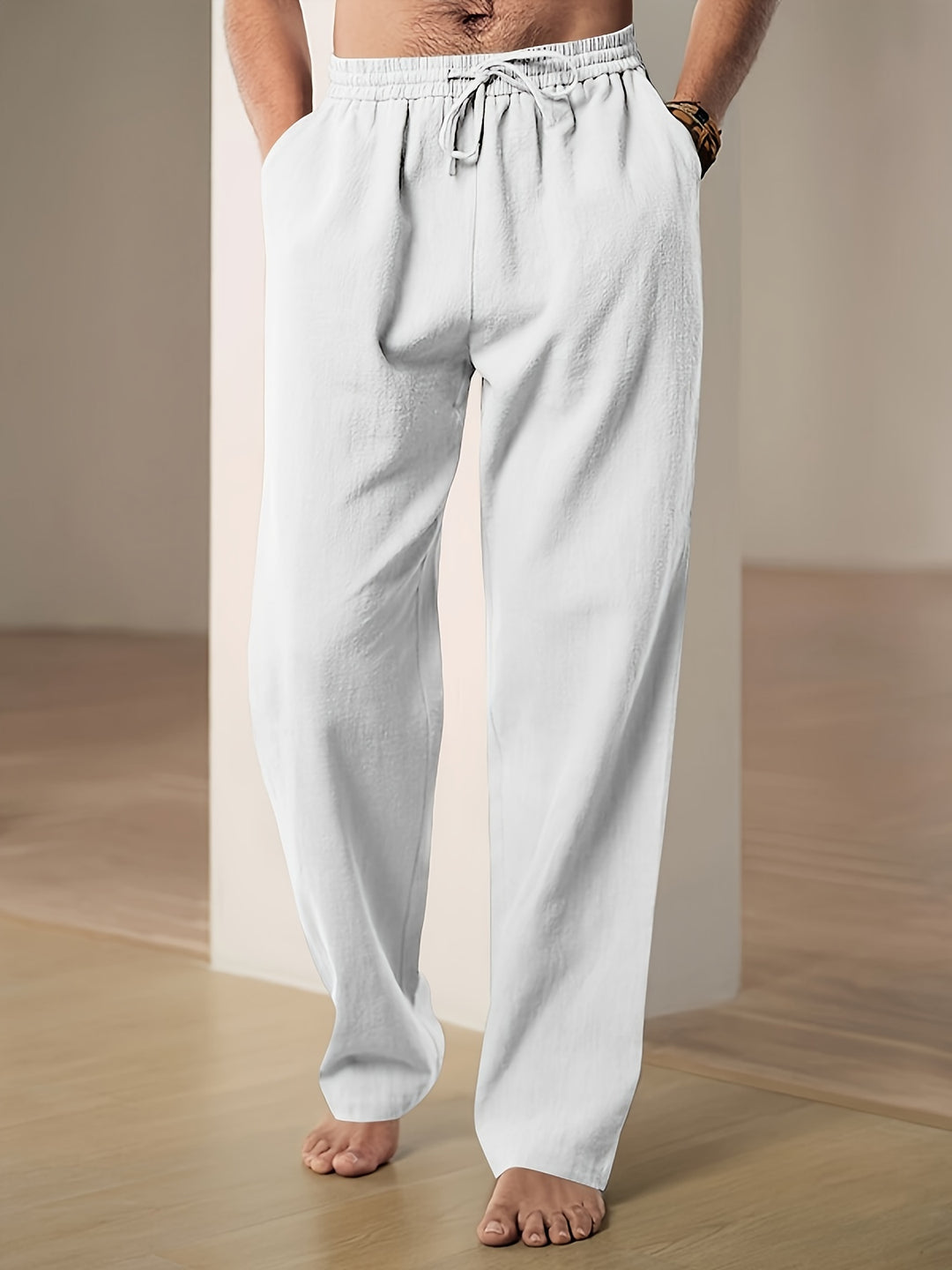 Pantalon en lin léger coupe droite au chic discret homme – Cogolin