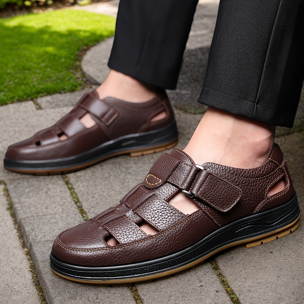 Sandales en cuir bout fermé aérées été allure sobre homme – Chaumont