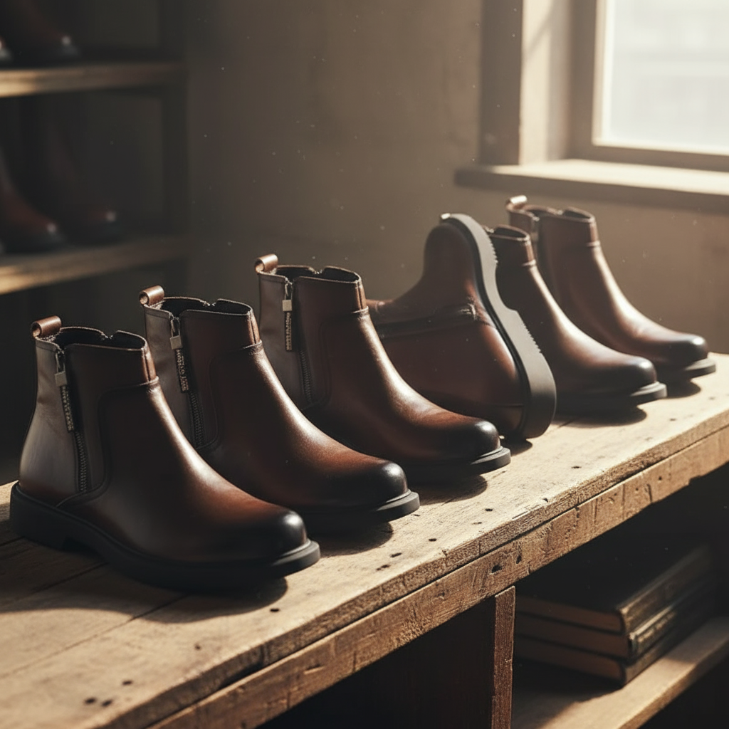 Bottines effet cuir à zip latéral