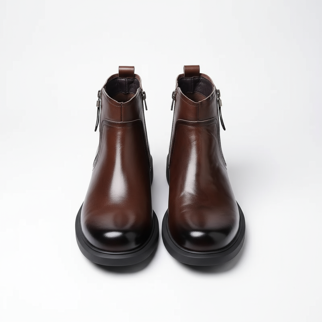 Bottines zippées effet cuir lisse