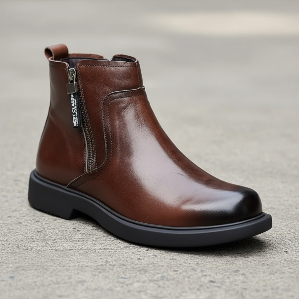 Bottines effet cuir à zip latéral