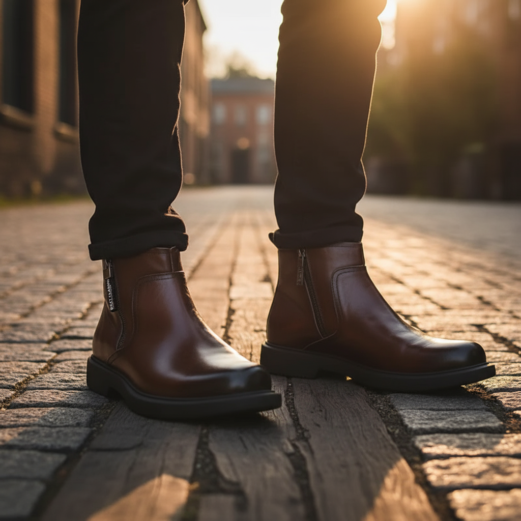 Bottines effet cuir à zip latéral