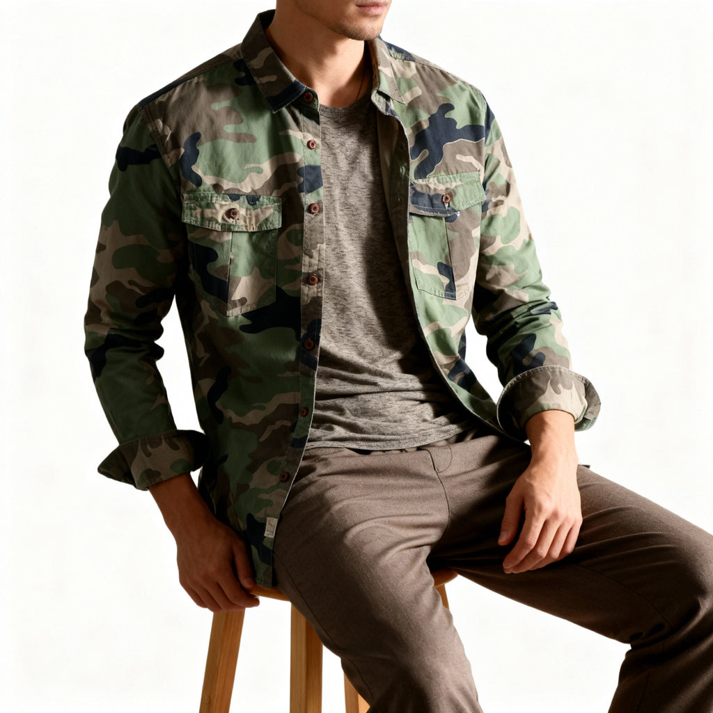 Veste à motif camouflage estompé