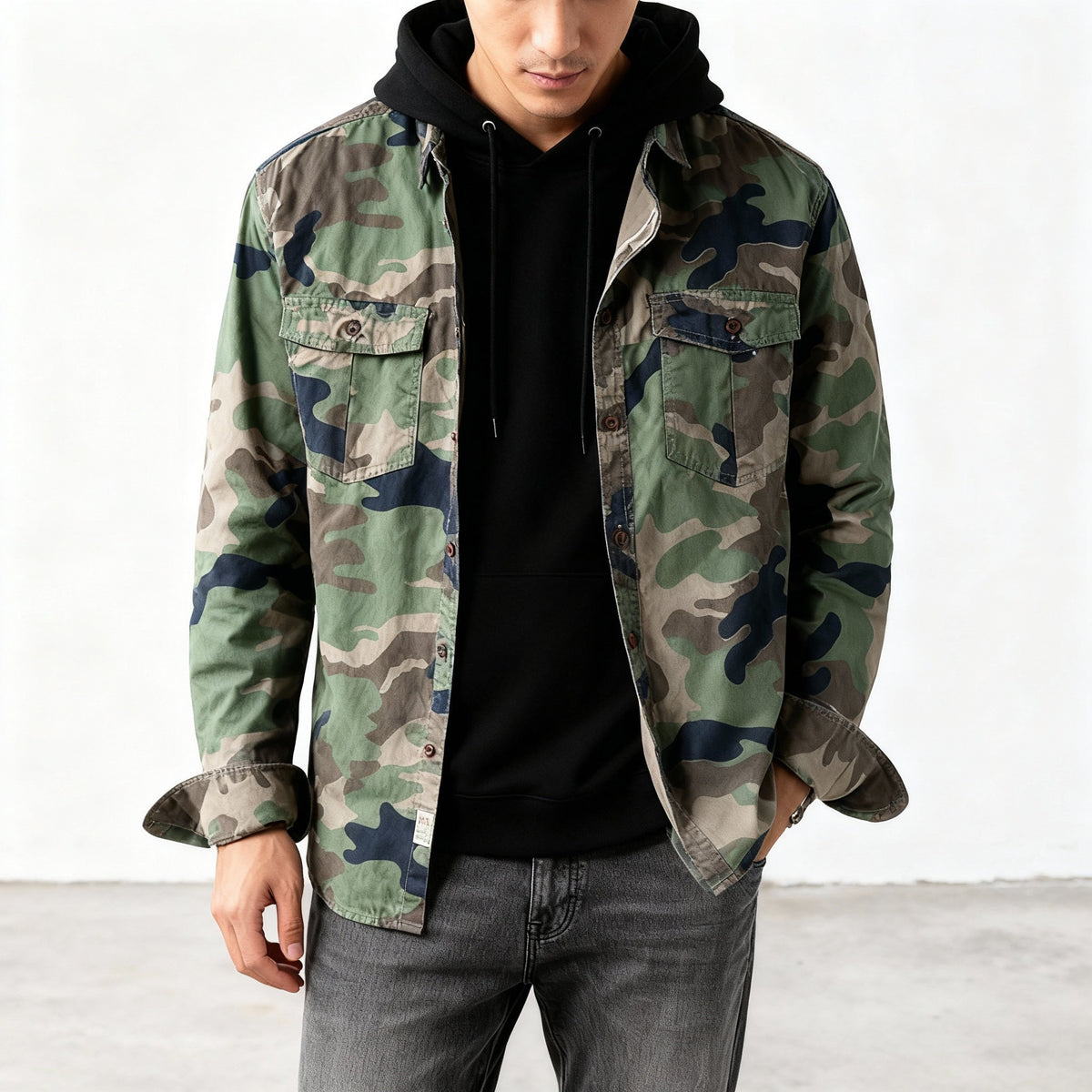 Veste à motif camouflage estompé