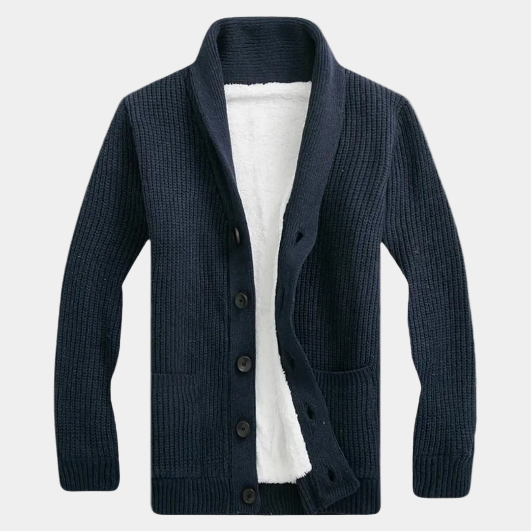 Gilet en maille col châle boutonné coupe confortable chaleureuse homme – Morcenx