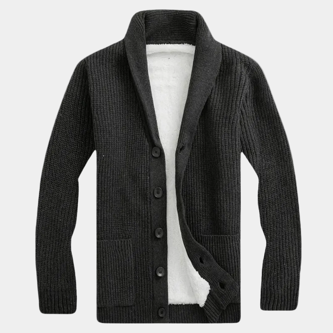 Gilet en maille col châle boutonné coupe confortable chaleureuse homme – Morcenx