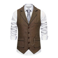 Gilet de costume col en V ajusté boutonné finition soignée homme – Vézelay