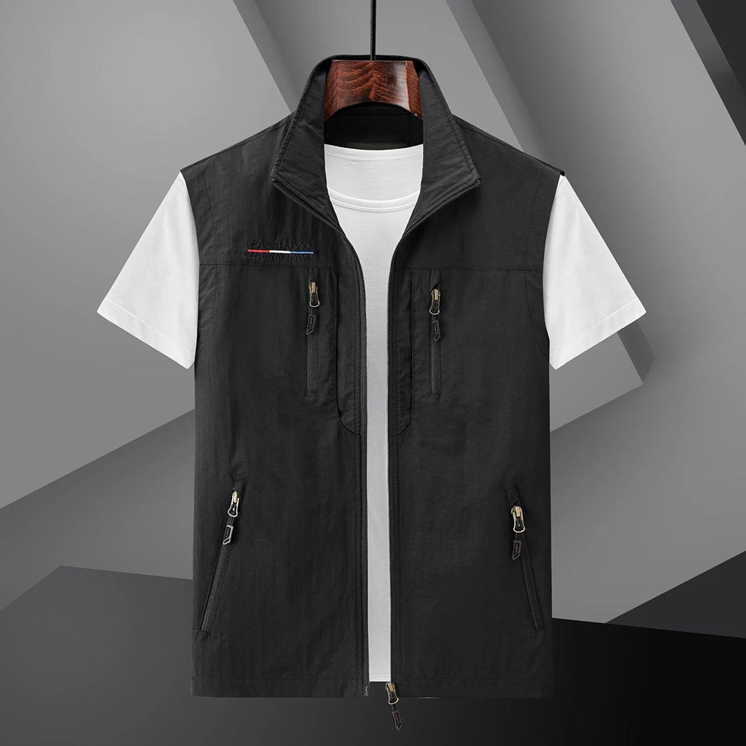 Gilet zippé multi-poches col montant poches zippées style utilitaire homme – Grandcamp
