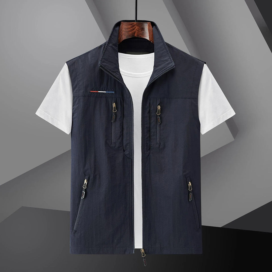 Gilet zippé multi-poches col montant poches zippées style utilitaire homme – Grandcamp
