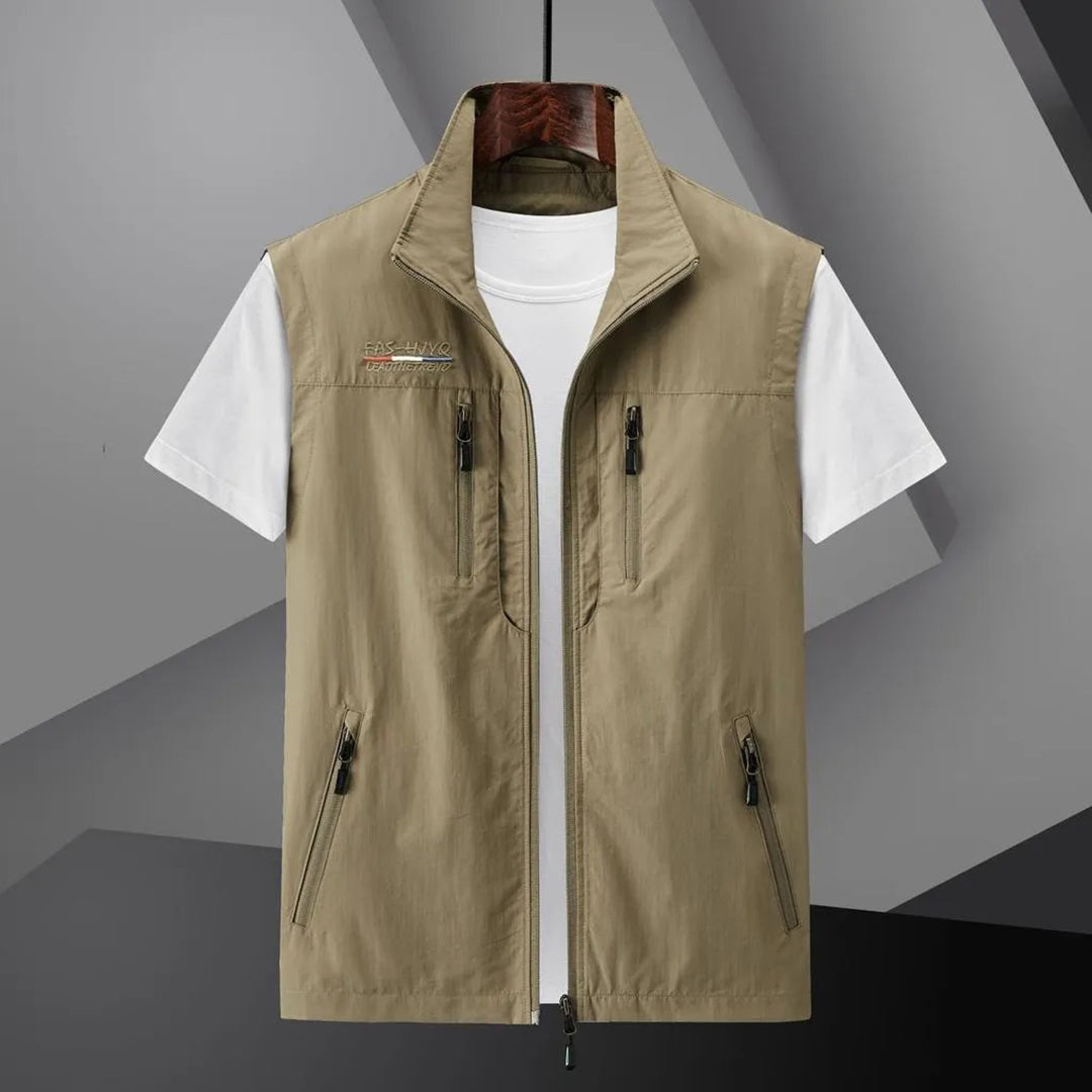 Gilet zippé multi-poches col montant poches zippées style utilitaire homme – Grandcamp