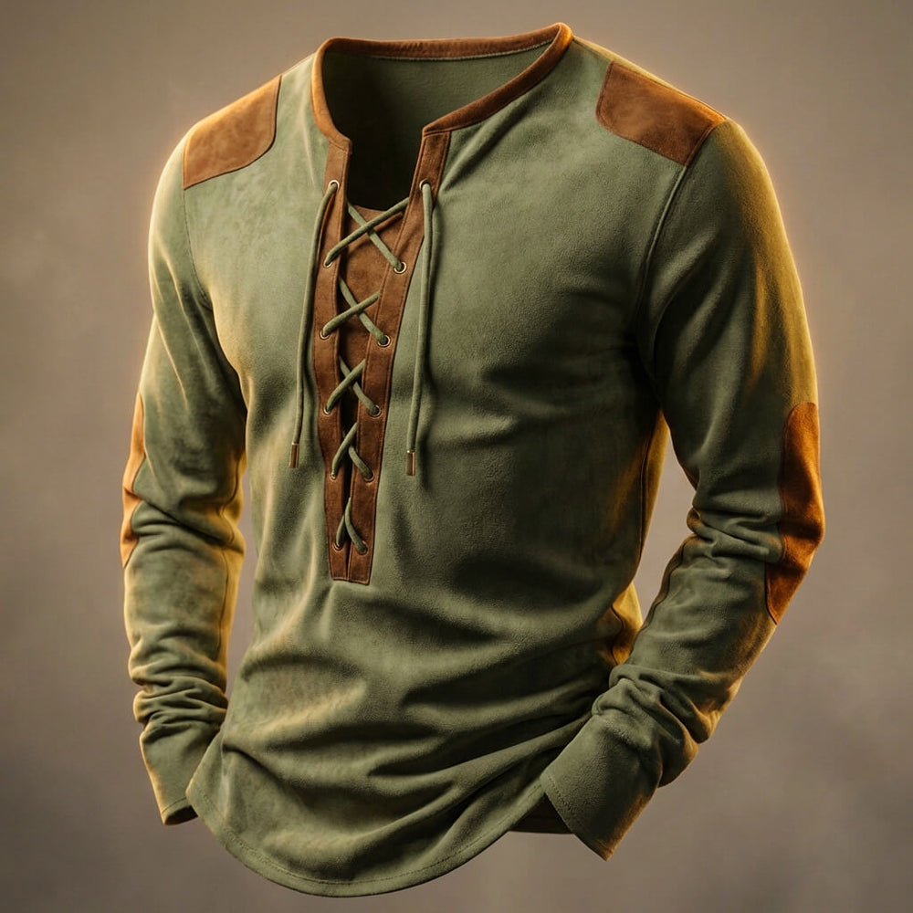 Chemise henley à lacets manches longues
