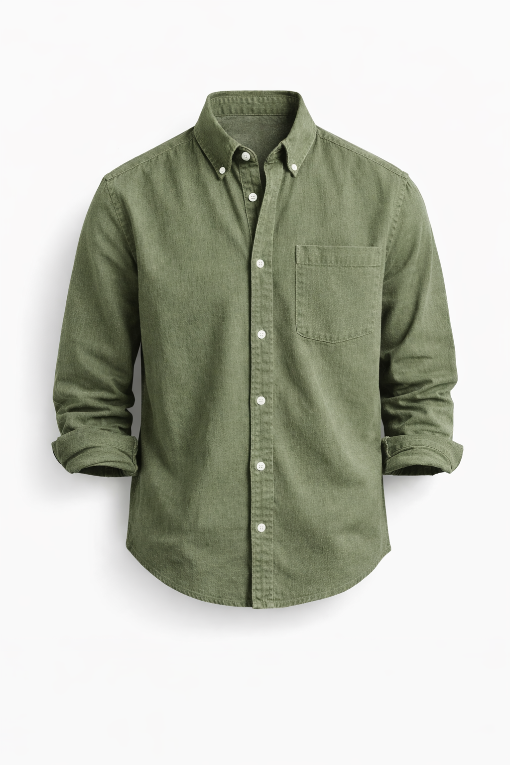 Chemise boutonnée coupe classique à la finition soignée homme – Vert Olive