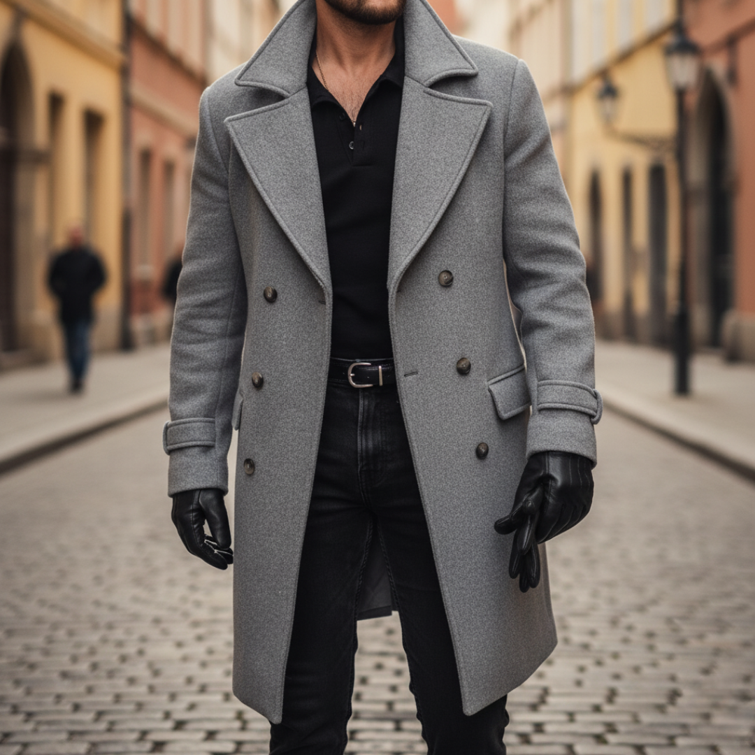 Manteau classique aspect lainage à revers